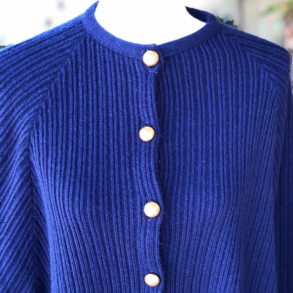 Vintage Blue Swing Poncho with Gold Buttons - OS - Picture 3 of 11